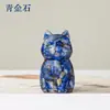 Figura de gato de resina de cristal natural con fragmentos de cristal, linda decoración de escritorio para el hogar, figura pequeña al por mayor