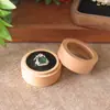Tapa Superior e Inferior Redonda Madera de Haya Anillo Acrílico Caja para Anillos Transparente Caja para Anillo de Compromiso Madera Maciza Femenina Caja para Anillo de Diamantes Empaque de Almacenamiento