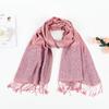 Bufanda Jacquard Estilo Retro con Patrón de Anacardo y Borlas, Bufanda Larga de Algodón de Doble Uso para Mujer, Adecuada para Primavera y Verano, Chal Grande para Aire Acondicionado