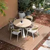 Combinação de Mesa e Cadeira para Exterior Jardim Pátio Terraço Ar Livre Mesa e Cadeira para Exterior Cadeira de Rattan Liga de Alumínio Madeira Plástica Mesa Redonda