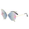 Nuevas gafas de sol personalizadas con forma de mariposa y resistentes a los rayos UV para mujer, lentes degradadas sin marco, gafas de estilo europeo y americano.