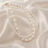 Blogger Coreana Misma Moda Estilo Francés Retro Suave Resaltar Perla de Vidrio Collar de Perlas Multicapa Cadena para Clavícula