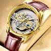 Bugalay nuevo reloj de doble cara hueco con movimiento automático no mecánico reloj tourbillon para hombre entrega transfronteriza