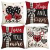 Funda de almohada para el Día de San Valentín Amazon Comercio exterior Transfronteriza Imitación de lino Decoración de boda para el Día de San Valentín Funda de cojín Funda de almohada de amor