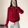 Suéter casual de punto trenzado de manga larga con cuello alto y media cremallera, versátil, estilo coreano, nuevo para otoño/invierno 2026, para mujer