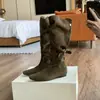 Recién llegado: Botas Largas de Gamuza Holgadas con Plataforma para Mujer, Otoño/Invierno 2026 Botas Largas Adelgazantes Marrón Melange
