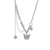 Colar de Aço Titânio Kuromi Design de Emenda de Pérola Ins Corrente de Clavícula Feminina Refletiva Nicho Hip Hop