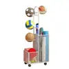 Rack de armazenamento para esportes em casa para basquete, futebol, vôlei, raquetes de badminton e equipamentos de ginástica; um rack de armazenamento e organização para bolas esportivas