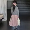 Conjunto de Primavera y Otoño para Niñas 2026 Nuevo Dulce Estilo Coreano Top Falso de Dos Piezas y Conjunto de Falda Floral Tendencia Transfronteriza