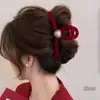 Pinza para el pelo con lazo rojo de Año Nuevo, pasador grande para mujer, nuevo estilo 2026, pinza de tiburón de alta gama, accesorio para el pelo para la parte trasera de la cabeza