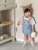 Conjunto de Camiseta a Rayas y Peto de Verano 2026 para Niños, Mameluco de Dibujos Animados, Ropa Delgada Protectora del Sol
