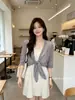 Cardigã Curto de Verão Plus Size com Renda Chiffon, Camisa Respirável e Amiga da Pele para Ar Condicionado, Sobreposição de Renda com Xale Elástico