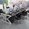 Conjunto de Mesa e Cadeira para Escritório, Mesa de Computador para Escritório, Estação de Trabalho Simples Moderna para Quatro-Seis Pessoas com Divisória, Estação de Trabalho para Funcionário