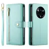 Adecuado para Opporeno15F Estuche de Cuero para Teléfono Móvil con Pulsera Tipo Flip-Top Oppoa6X Estilo Cartera con Cremallera Estuche Anticaída para Teléfono Móvil