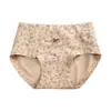 Algodão Puro com Forro Antibacteriano, Cintura Estendida, Ajustado ao Corpo, Estampa Floral, Boxer Feminino de Algodão Bebê, Roupa Íntima Feminina T9