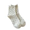 Calcetines de Lunares para Mujer, Calcetines Transpirables de Algodón Puro de Media Pantorrilla, Calcetines Suaves tipo Slouch con Borde Enrollado Estilo Retro, Calcetines Versátiles para Mujer de Zhuji Socks