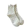 Calcetines de Algodón Puro con Borde Enrollado para Mujer, Estilo Retro, Parte Superior Holgada, Transpirables, Suaves, Calcetines de Media Pantorrilla, Calcetines Versátiles para Mujer