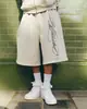 Shorts casuais de padrão bordado retrô americano transfronteiriço da moda, calças retas soltas estilo rua, direto do fabricante