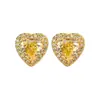 Nuevo Set de Joyería Huabi Otoño e Invierno Diamante de Alto Carbono Corte Flor de Hielo Diamante Amarillo Incrustación de Cobre Forma de Corazón 10*10-6*6