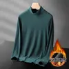 Camiseta Térmica de Manga Larga para Hombre, Color Sólido, Ajuste Delgado, Almacenamiento de Calor, Capa Base Cálida de Invierno y Otoño, Camiseta Interior de Moda para Hombre