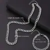 Joyas Populares Transfronterizas Temu Conjunto de Collar y Pulsera para Hombre Combinación Collar Cubano Grueso de Acero Inoxidable