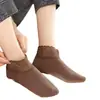Meias Engrossadas Outono e Inverno com Renda, Meias Femininas Vazadas Quentes Antiderrapantes de Silicone Invisíveis Que Não Apertam os Pés
