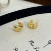 Pendientes irregulares dorados de doble tubo con diseño de nicho simple estilo Hong Kong para mujer, con personalidad diaria, a la moda, combinables con todo.