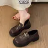Mocasines de piel genuina para mujer, versátiles y cómodos, no cansan los pies, adecuados para ir al trabajo, zapatos sin cordones de suela gruesa en estilo universitario