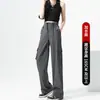 Pantalones de Trabajo de Secado Rápido para Mujer 2026 Nuevo Estilo de Verano Petite Pantalones Jogger de Cintura Alta Pantalones Casuales Americanos de Pierna Ancha para Mujer
