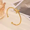 Serie Oceánica Chapado en Oro de 18 Quilates Acero Inoxidable Brazalete Abrible Forma de Estrella de Mar y Concha Estilo Vacacional Pulsera Personalizada Transfronterizo