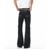 Jeans Geniales de Mezclilla Negra con Bordado de Espinas Retro Americano para Hombres y Mujeres, Pantalones de Pierna Ancha Sueltos Casuales, Corte Limpio, Acampanados