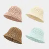 Sombrero de Pescador de Paja Hueco de Verano para Mujer, Viajes al Aire Libre, Vacaciones en la Playa, Sombrero de Sol Transpirable, Sombrero de Cubo de Moda para Adelgazar la Cara