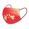 Vermelho China Eu Te Amo China Descartável Embalada Individualmente Máscara Vermelha da Internet Estilo Chinês Máscara de Três Camadas Cor Degradê