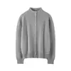 Cárdigan de Lana Pura de un Solo Hilo de Calibre 12 para Mujer de Primavera y Otoño con Cuello Alto, Chaqueta Suéter de Lana Tejida Casual Agradable al Tacto