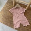 Roupas de bebê Classe de verão A Waffle ondulado ondulado Fivela de dois grãos Bolsa Roupas gordas para roupas corporais de menina de 1 a 3 anos de idade