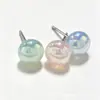 Pendientes de Titanio F136 Aleación Aurora Perla Sirena con Cuentas Redondas Planas, Elegantes de Estilo Francés Versátiles Joyería de Lujo Ligero