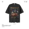 Camiseta de Manga Corta de Algodón Puro Pesado de 250 g con Estampado de Dibujos Animados de Marca de Moda Oscura Americana para Hombre y Mujer Verano Holgada Venta al por Mayor Transfronteriza