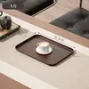 Bandeja imitación madera, bandeja de té rectangular retro estilo chino nuevo, bandeja para servir, bandeja de almacenamiento para juego de té de café, postre, bocadillos