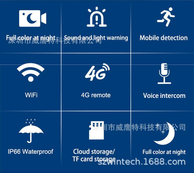 V380太阳能监控器360度手机远程室外夜视全景家用高清电池