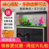 Nuevo Estilo Acuario Mediano para Peces Tanque de Peces de Vidrio Dorado para Peces Dorados con Gabinete, de Pie en el Suelo para Sala de Estar, para Personas Perezosas, Sin Cambio de Agua
