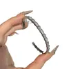 Pulseira Osso de Cobra em Formato de Cobra Madre-Pérola com Textura de Diamante Brilhante Pulseira Zircônia Ins Acessível Luxo Aberto Prata Ajustável Pulseira
