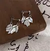 Exquisito Arete de Hoja con Borla de Plata y Espigas de Trigo, Aretes de Botón Atmosféricos, Diseño Retro de Lujo Ligero, Arete de Nicho de Alta Gama