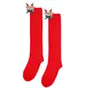 Meias Infantis Transfronteiriças, Meias de Natal Listradas Fofas com Boneco de Pelúcia para Feriados Europeus e Americanos, Meias de Rena, Meias para Festa e Role-Playing
