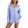 Ropa Europea y Americana Transfronteriza Nueva Colección Primavera/Verano 2024 Estación Independiente de Amazon Camisa de Moda Holgada con Textura Ondulada para Mujer