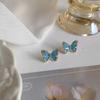 Brincos de borboleta azul de cura 2023 Nova moda verão branco streamer borboleta avançado brincos elegantes