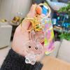 Llavero de conejo de cristal acrílico creativo exquisito llavero para coche colgante para bolso de mujer regalo pequeño al por mayor para máquina de garras
