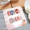Parche de Uñas Casual con Gradiente con Forma de Perro de Dibujos Animados y Ballet 10 Piezas Uñas Portátiles Hechas a Mano Codificadas