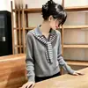 Nuevo Suéter de Capa Interior de Manga Larga para Mujer Otoño 2026, Top de Punto Rayado Ajustado tipo Chal para Otoño e Invierno