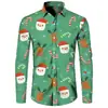 Camisa de Manga Larga Nueva de Venta Caliente para Hombre Transfronteriza Camisa Impresa en 3D con Temática Navideña Top Casual Holgado