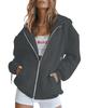 Suéter Casual con Capucha de Lana para Otoño e Invierno de Amazon Transfronterizo para Mujer, Color Sólido, Manga Larga, Holgado, Cárdigan, Chaqueta Deportiva